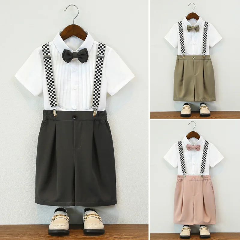 4Pcs/Set Children Boys Summer Cool Vest Shorts Suit Formal Kids Boys Wedding Suit Outfit Set Party 1-10 Years Boys Custom Blazer