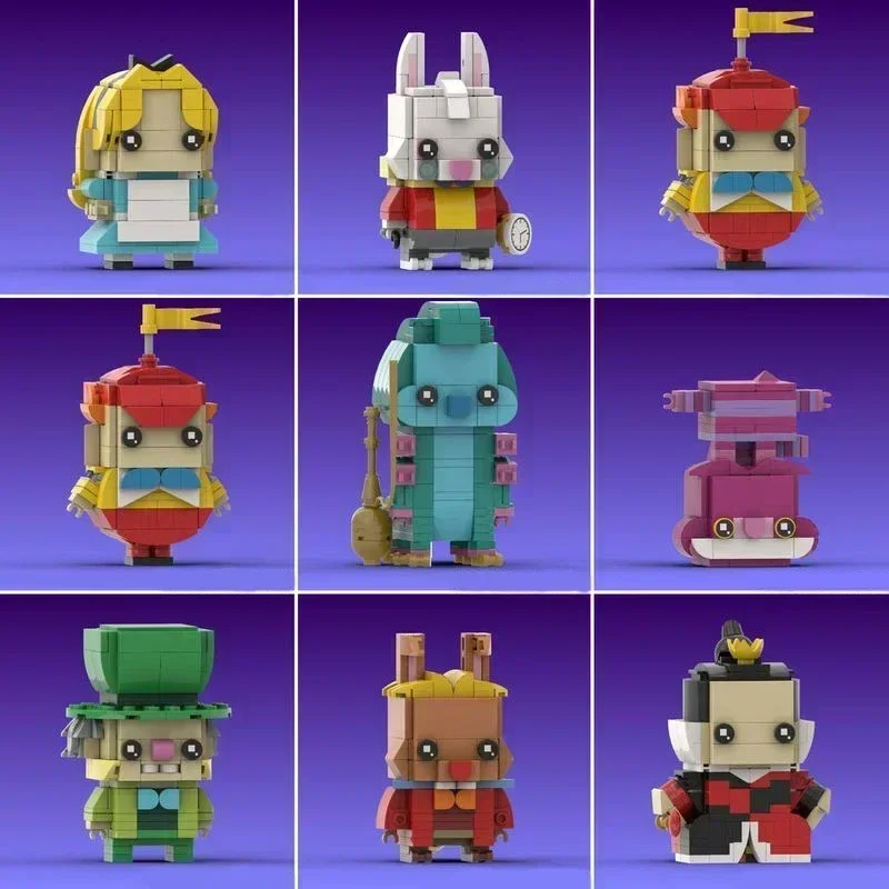 MOC Classic Movie Character White Rabbit,Mr. Hat,Caterpillar headz Collection Custom Puzzles Cartoon Figures Adults Toy Gift