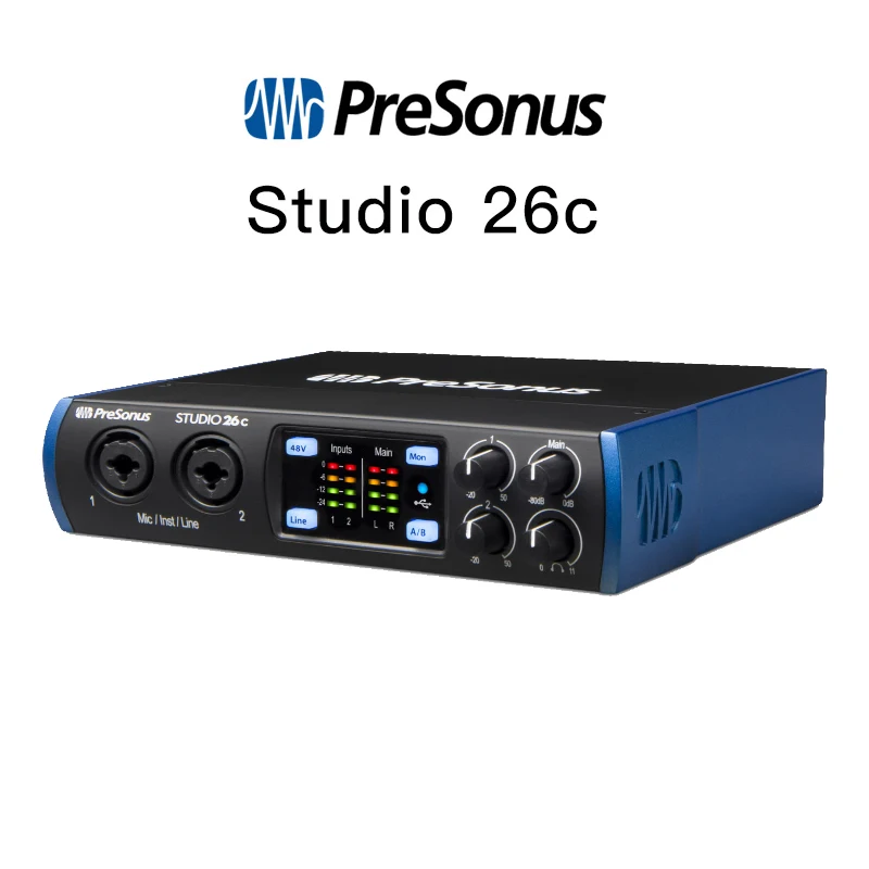 PreSonus Studio 26c USB-C™ compatible audio interface with XMAX-L mic preamps for live performance and studio