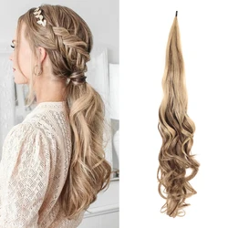 Synthetic Ponytail Extensions False Hair Tail for Women Flextail 26inch Length  Blonde Ponytail Hairpieces For Women Daily Use