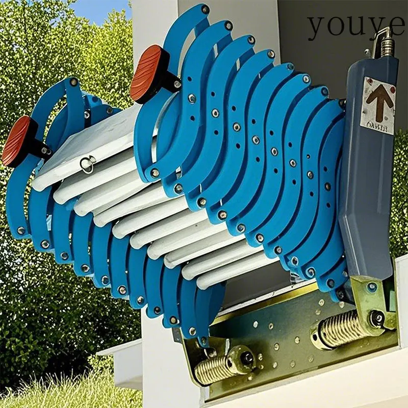 Attic telescopic staircase outdoor two-story platform thickened aluminum alloy special custom lifting household folding ladder
