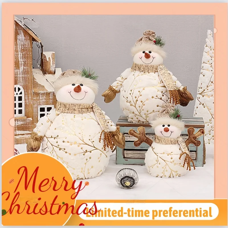 Poupées de noël grande taille 26-60CM, 1 pièce, décoration courte en peluche imprimée, bonhomme de neige du père noël, ornements d'arbre de noël pour la maison Ho