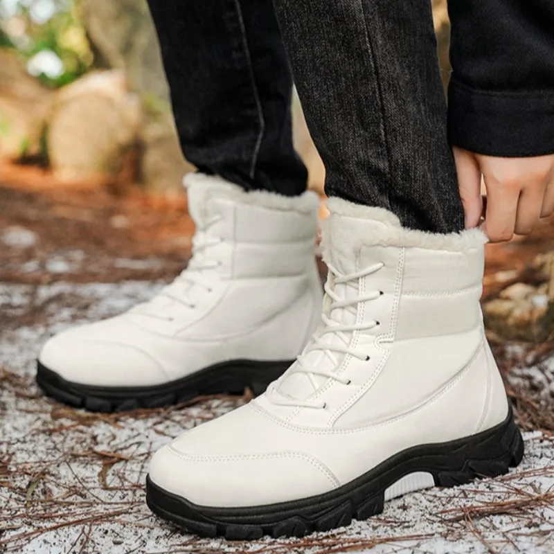 

Men Warm Winter Snow Boots Fleece Lining Waterproof Ankle Boots Anti-Slip Thick Sole Comfortable Cotton Boots Zapatos De Hombre