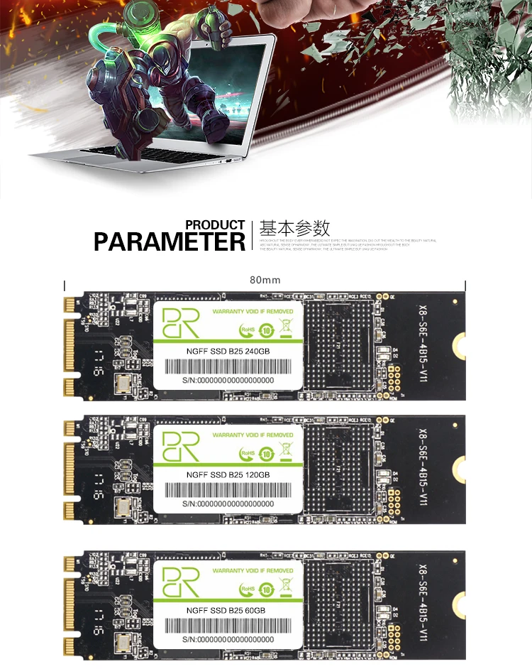 BR  128GB 256GB M.2 SSD NGFF 3pcs 512gb 1TB 2TB M2 SATA SSD 2280 SATA3 Internal Solid State Drive Hard Disk for Laptop