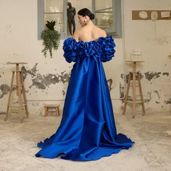 Elegant Satin Long Wedding Cape With Puffy Sleeves Court Tain Evening Cape Outfit Coat For Women TSWD415