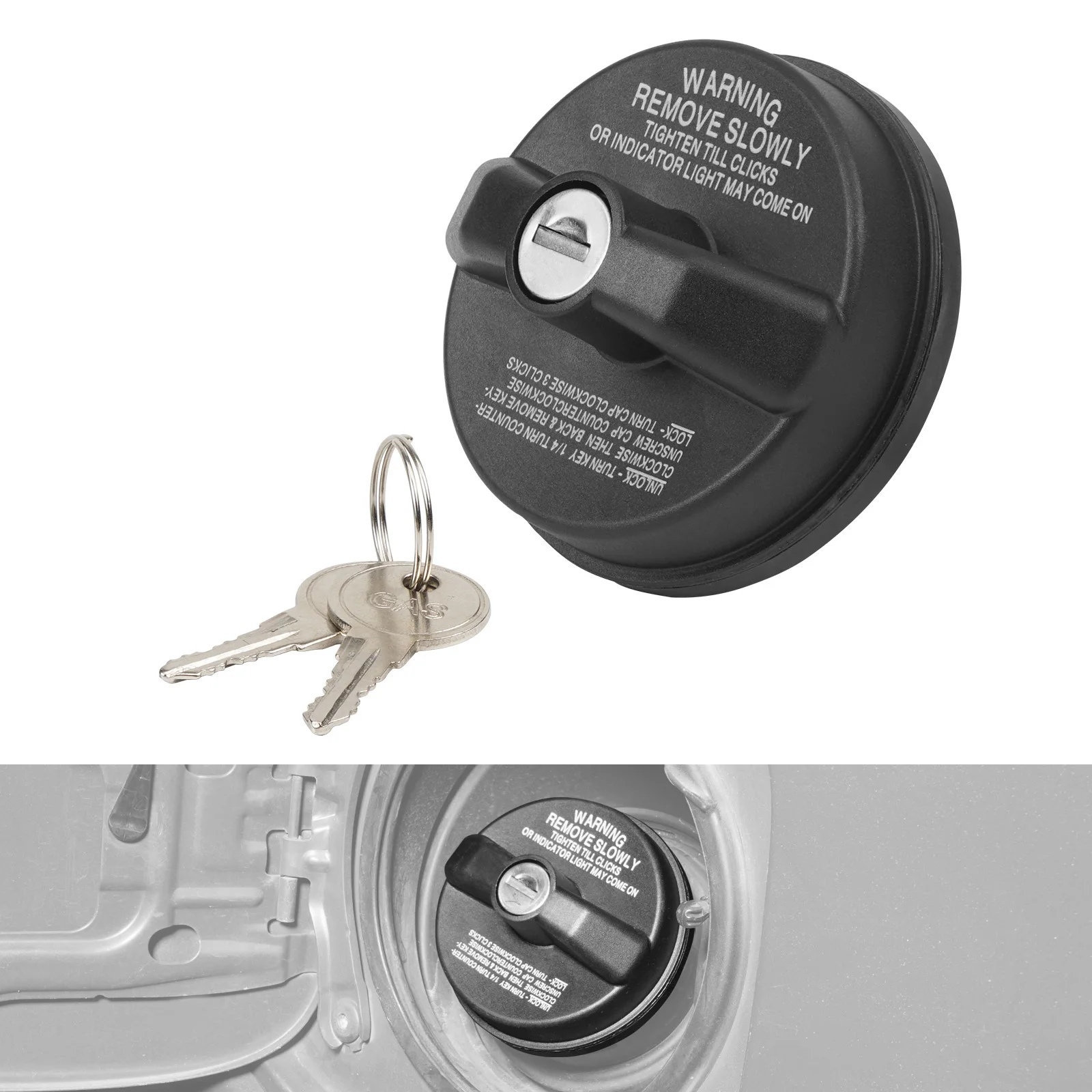 

BEVINSEE Anti-theft Lockable Fuel Tank Cover w/2 keys for Toyota 4Runner/Land Cruiser/RAV4/Yaris, for Scion Replace 77300-53020