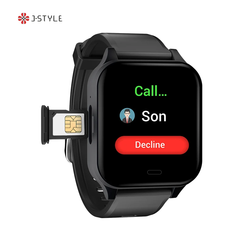 

J-Style Elder Care Android Supported Sim Card GPS Tracking ECG Blood Oxygen Heart Rate Monitoring SOS Health Elder 4g Watch