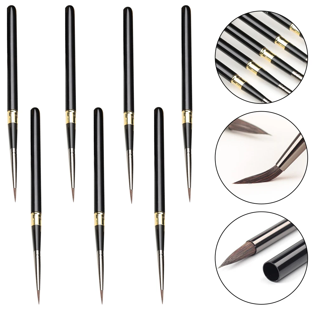 

7 Pcs Removable Metal Pencil Rod Wolf Hair Brush Filbert Watercolor Brushes Paint Travel