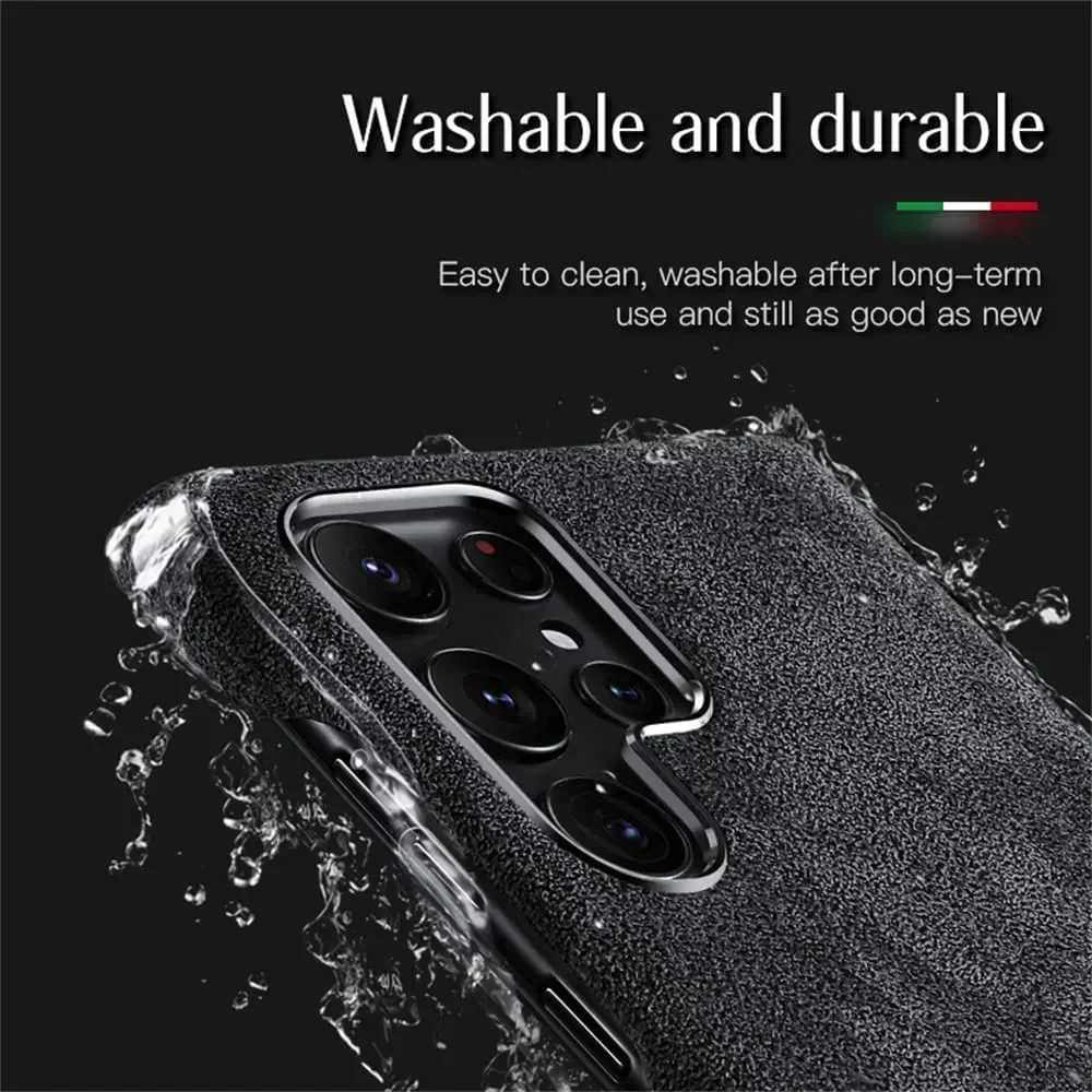 Genuine Alcantara Leather Phone Case for Samsung Galaxy S24 S23 Ultra S22 Plus  S20 Premium Supercar Turn Fur  Back Cover