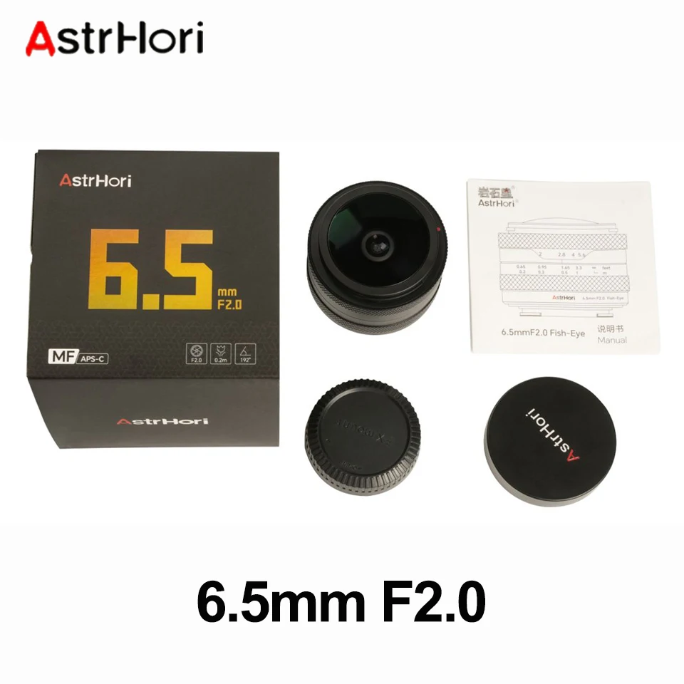 AstrHori 6,5 mm F2.0 APS-C Handleiding 192 °   Ultralbrede ronde fisheye-cameralens voor Starrysky-fotografie met E X M43 RF Z-vatting