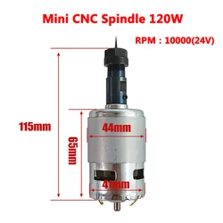 10000 RPM Desktop Mini CNC Spindle 120W 67mm Length Diameter 44mm With Integrated ER11 Collet 20 Degree 0.1mm Cutter 1 Pc Kit