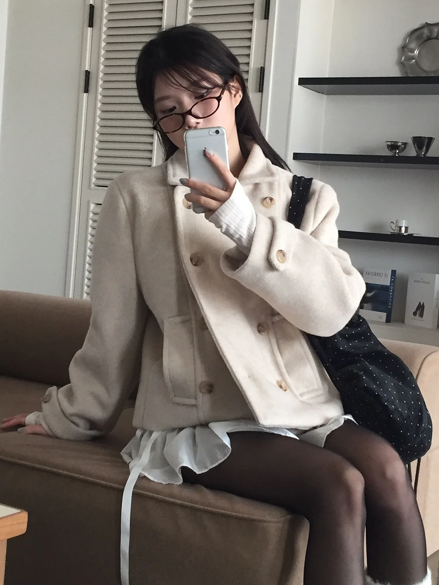 معطف صوفي نسائي بتصميم كوري عتيق مزدوج الصدر، أنيق ومتعدد الاستخدامات، إصدار جديد لفصلي الخريف والشتاء