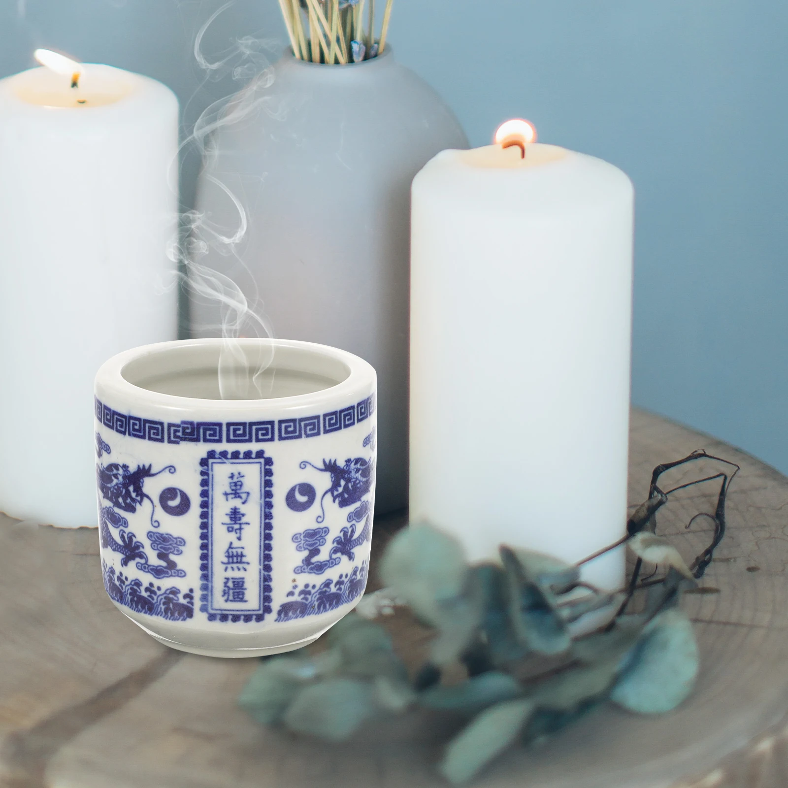 

Ceramic Blue and White Porcelain Incense Stick Holder Vintage Incense Burner for Meditation Yoga Bedroom Living Room Decoration