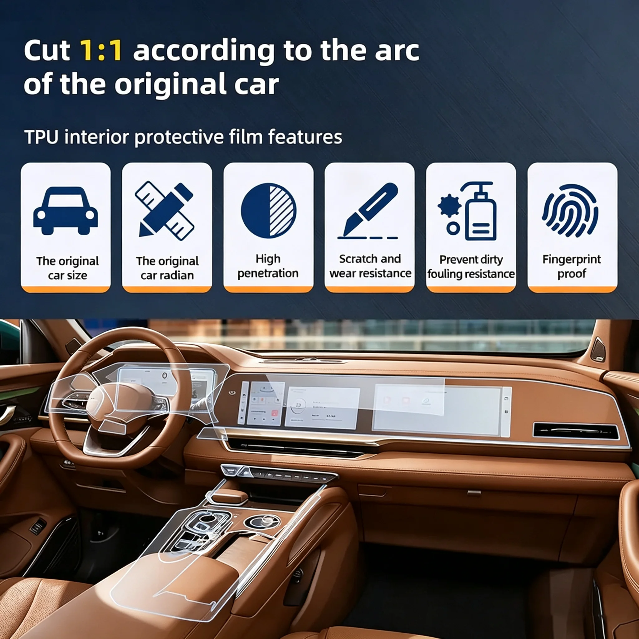 Für Renault Grand Koleos 2024-2025 Innenraum Transparente TPU-Schutzfolie Mittelkonsole Armaturenbrett PPF Anti-Kratz-Aufkleber – Detail 1