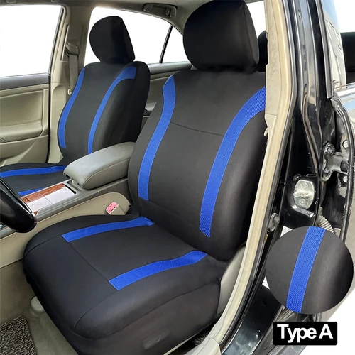 Imagen 2 del producto AUTO PLUS Sports juego de fundas de asiento de coche de poliéster Universal, se adapta a la mayoría de los automóviles, tela lisa Bicolor, accesorios de coche elegantes, Protector de asiento