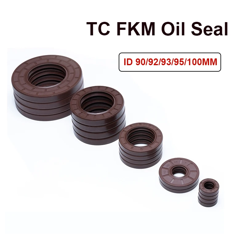 

1Pcs FKM Framework Oil Seal TC Fluoro Rubber Gasket Rings Cover Double Lip With Spring For Bearing ID*OD*THK 90/92/93/95/100MM