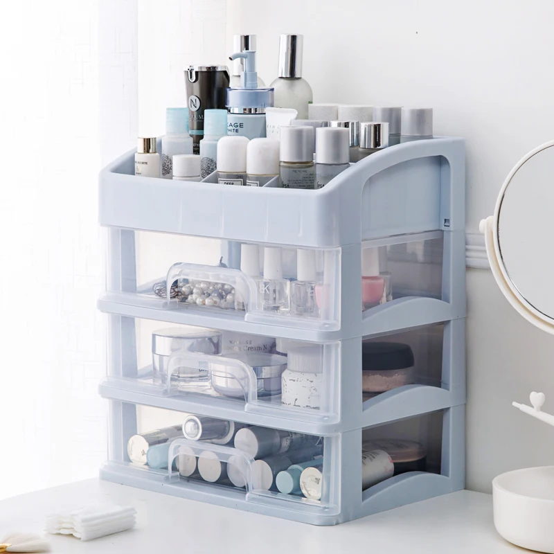 Drawer-type cosmetic storage box dresser storage rack desktop plastic multi-layer skin care product rack for home use tools car 