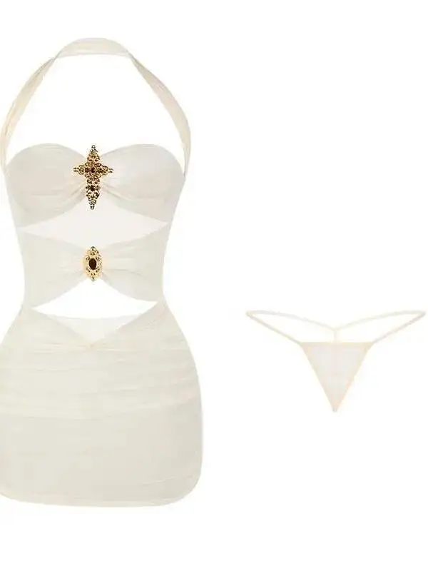 Chemise de nuit Sexy en dentelle transparente pour femmes, épaules dénudées, moulante, Pure Desire, princesse, moulante, élégante, maille transparente, JH7R