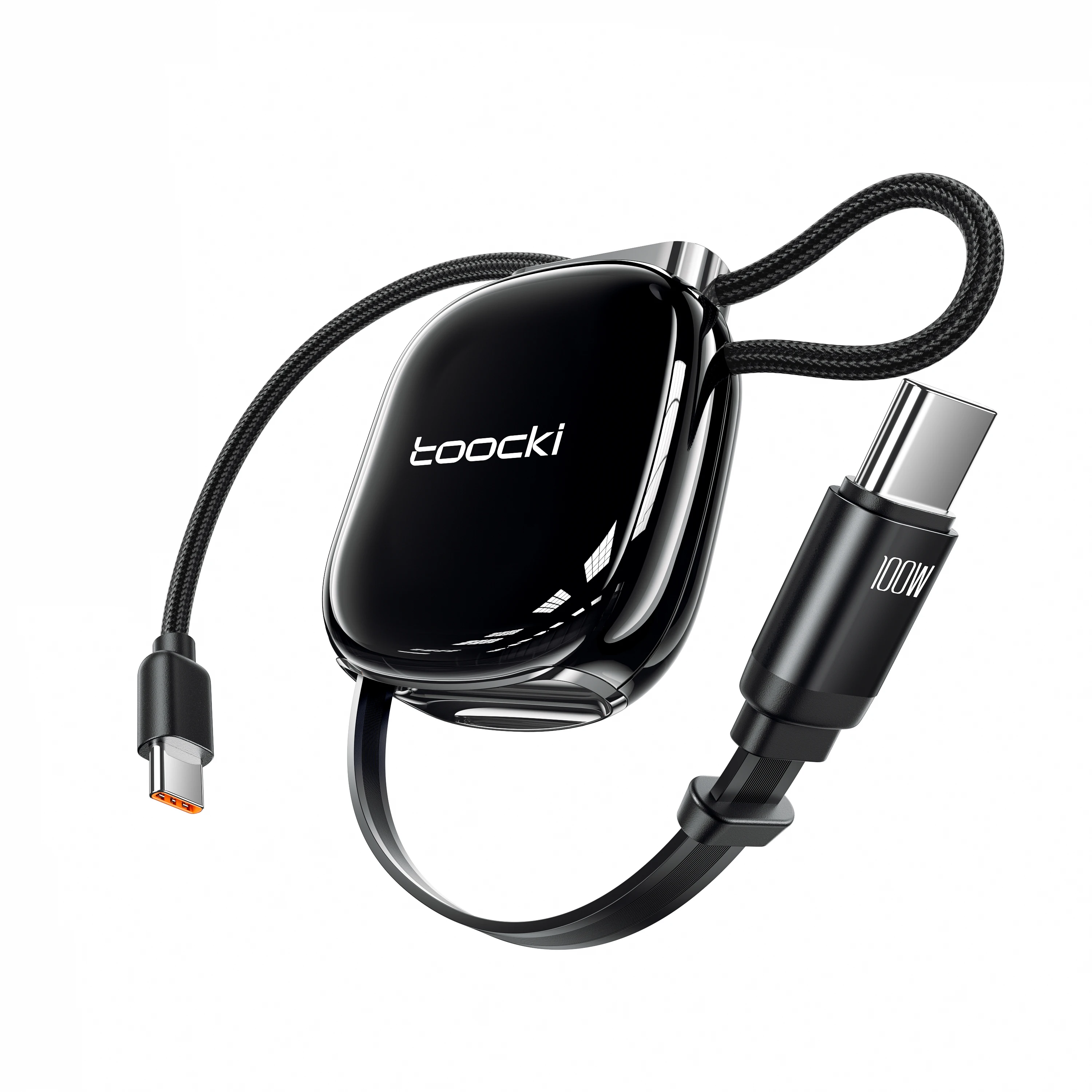 Toocki 100W – składany kabel USB-C do USB-C, mini, z funkcją szybkiego ładowania PD, automatycznie zwijający się, idealny do podróży, do ładowania iPhone, Samsunga i Xiaomi. — zdjęcie produktu 7