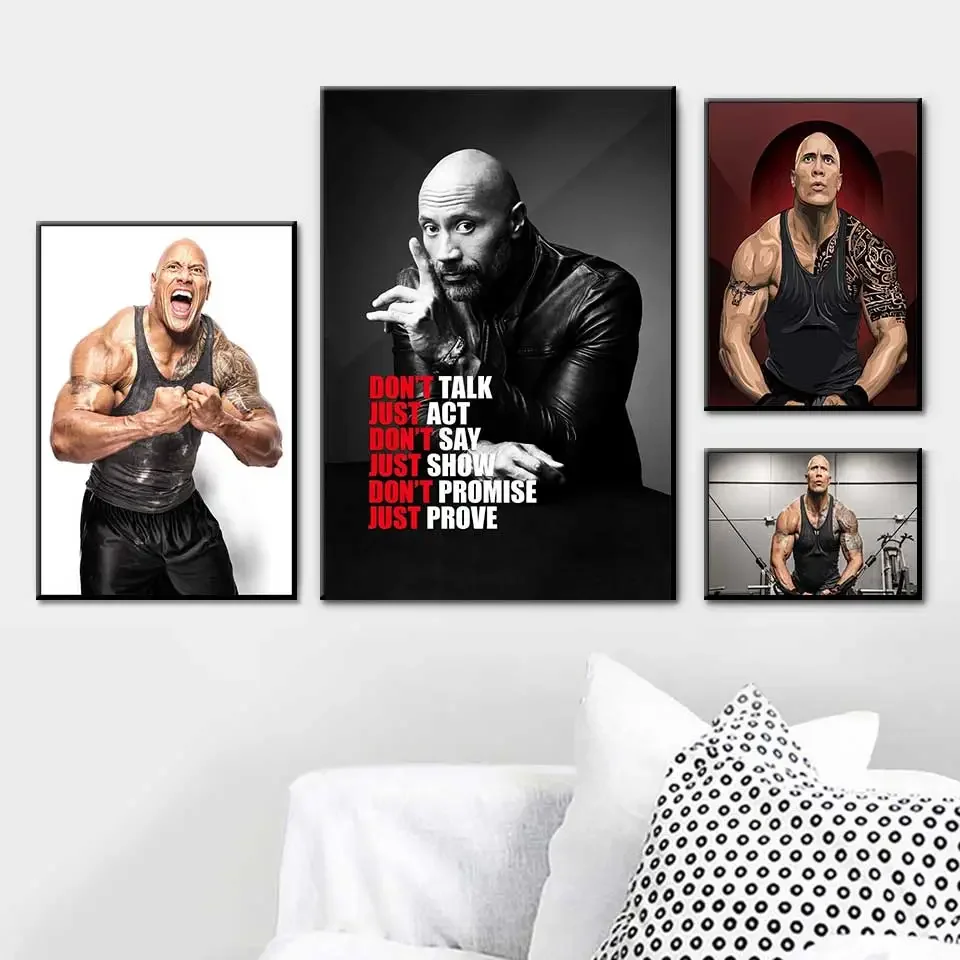 The Rock Dwayne Johnson Movie Actor Wrestler Fitness Wall Art Home Decor in Poster Print