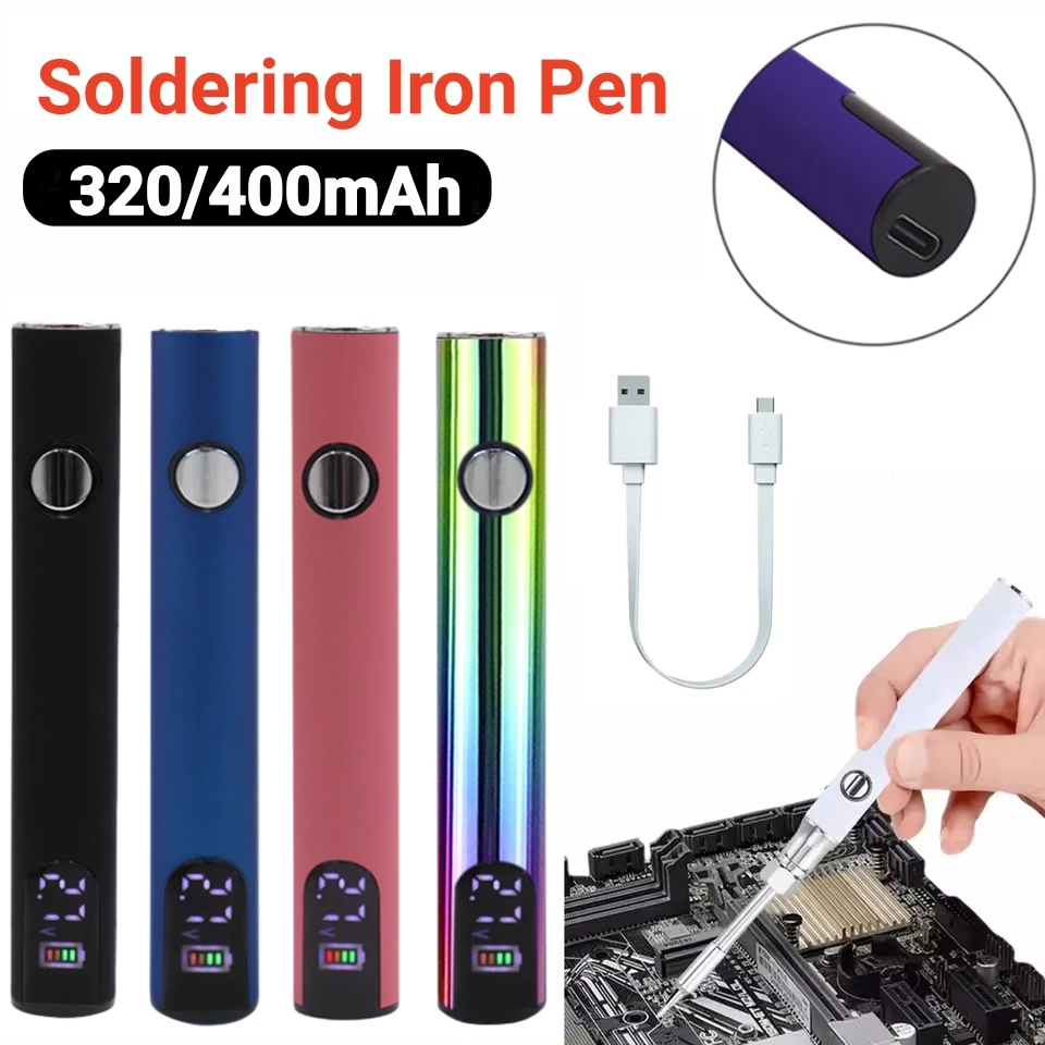 510 Thread Mini Soldering Iron Kit 3 Gear Adjustable Voltage 320/400mAh Battery Cart Pen Electronic Welding Repair Tools