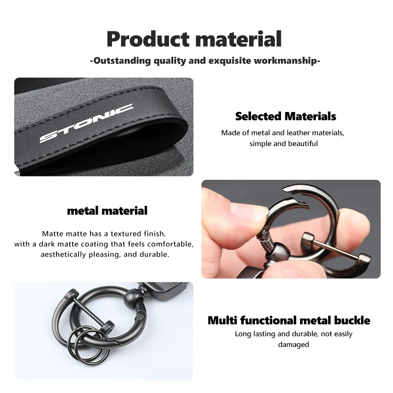 For KIA Car Metal Keychain Leather Key Ring Decoration Accessories Sorento Stinger Soul Spectra Niro Cadenza Sephia - view 3