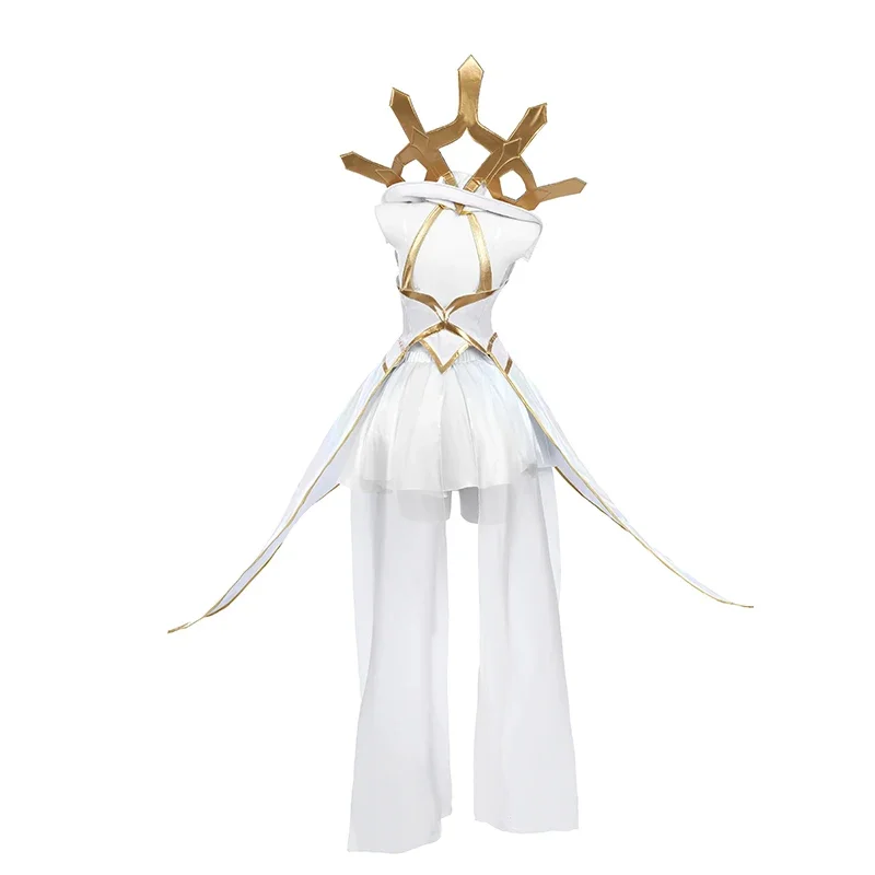 ROLECOS LOL Elementalist Lux Cosplay costume Game LOL Lux Skin Women White Morning Dress Halloween Full Set