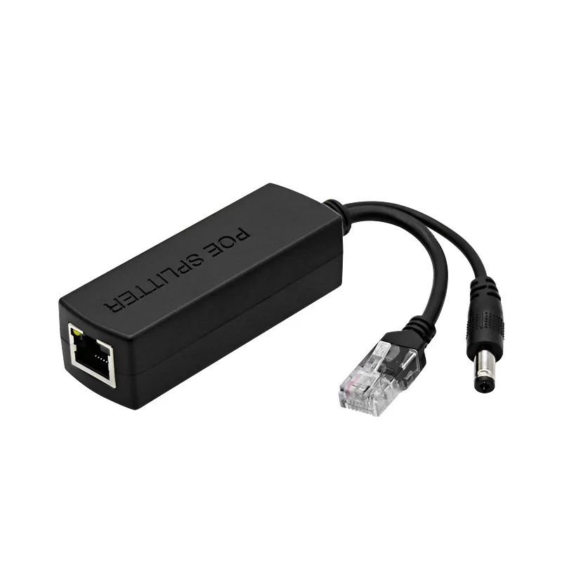 Standard POE Splitter, 48V to 12V /5V Non‑Isolated 100Mbps Power Over Ethernet Adapter for IP Security Camera Network Power