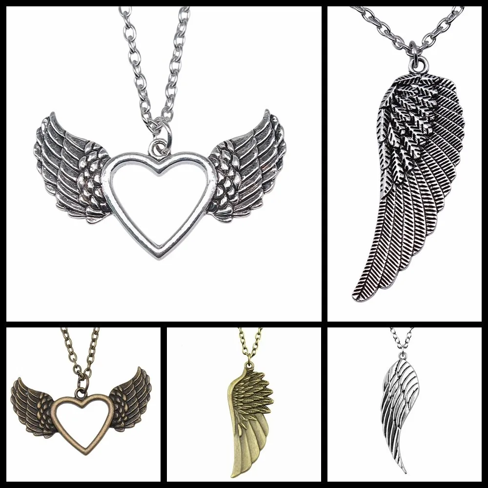 Creative Party Jewelry Accessories Gift Angel Wing Pendant Necklace For Women Men Long Chain Trendy Jewelry Accessories