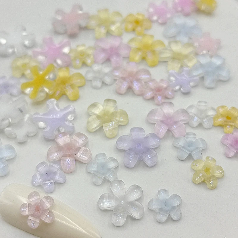 

100PCS 3D Resin Five-petaled Flowers Nail Art Charms Supplies Nails Decoration Accessories Manicure Decor Design Material Stuff