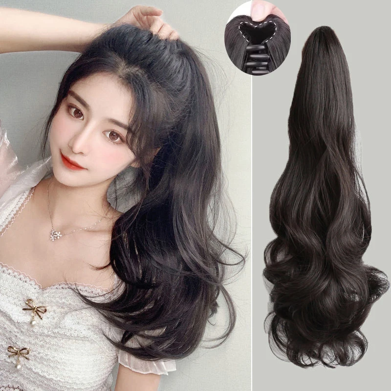 

18-дюймовые синтетические длинные кудрявые накладные волосы на заколке-крабе, термостойкие, для женщин