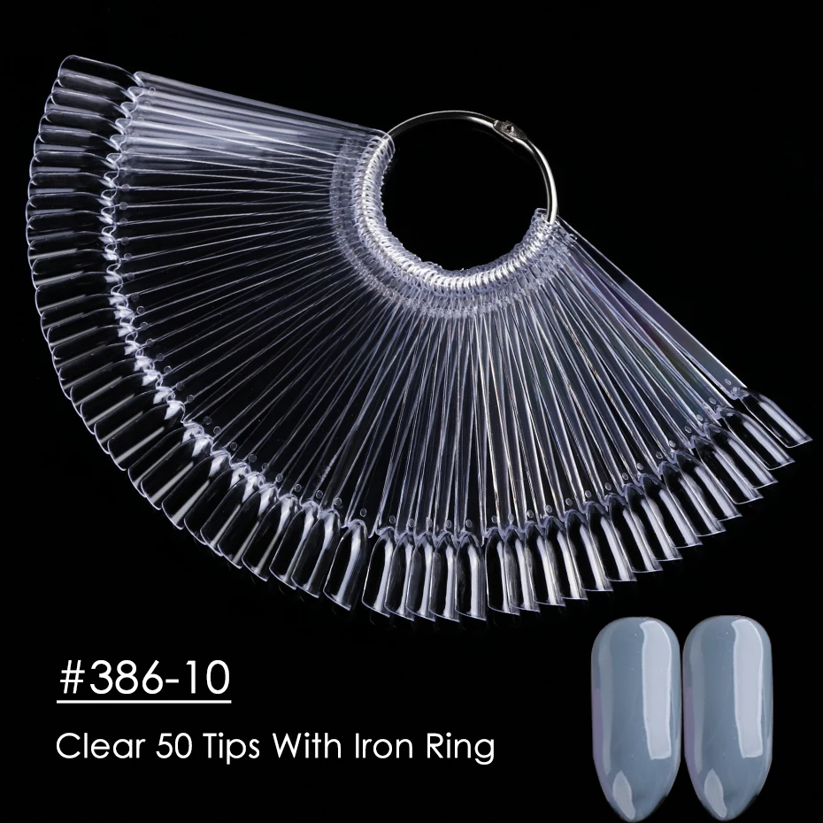 50 stks Valse Nagel Display Tips Helder Natuur Kleurenkaart Ovale Fan Stijl UV Gel Polish Swatch Toont Palet Praktijk Manicure Gereedschap