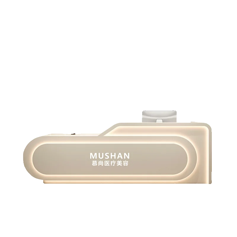 تخزين مكتب الاستقبال مكتب الاستقبال الفاخرة الحديثة على شكل حرف L مكاتب الاستقبال صالون تجميل كلاسيكي أثاث الاستقبال Mostrador #6