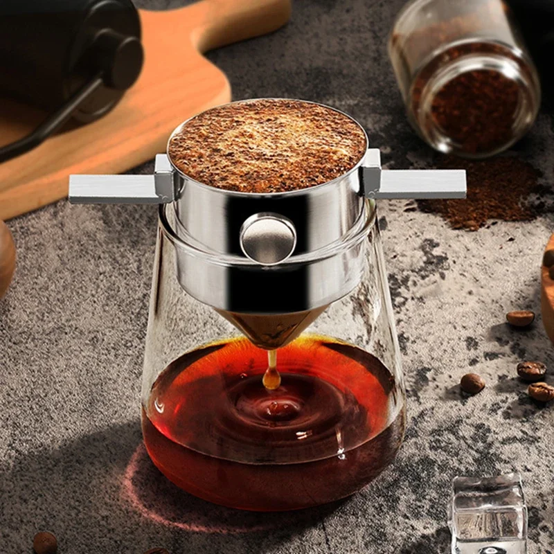Portable Hand Flush Coffee Filter Cup 304 Stainless Steel Hanging Ear Paper-free Funnel Cafe Tools Coffee Utensils