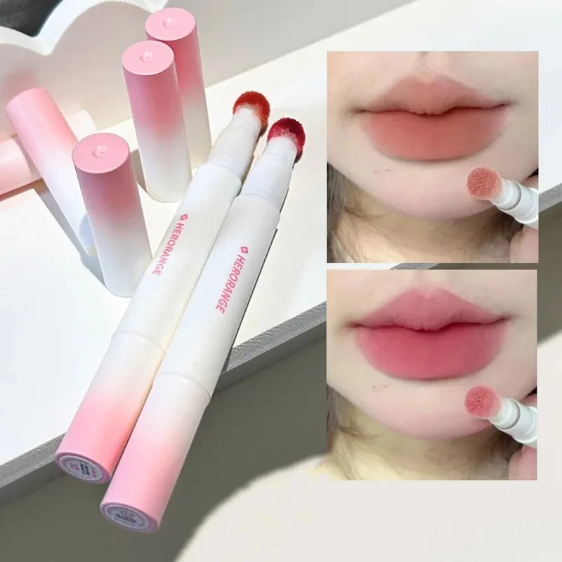 Fluffy Velvet Soft Lip Glaze Liquid Lipstick Cream Nude Matte Rose Red Pigment Waterproof Long Lasting Dye Cheek Lip Tint Paste