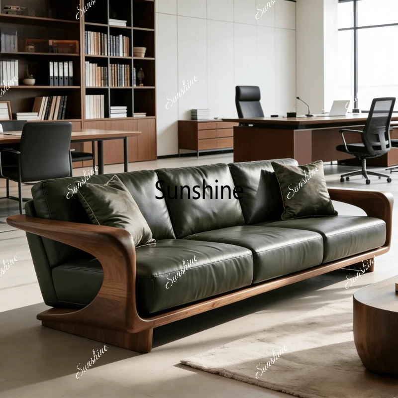 

New Chinese-style solid wood living room straight row sofa home bed and breakfast villa high-end furniture customization