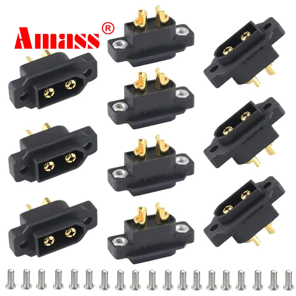 

Amass 10 PCS XT60EW-M Mountable XT60E Male Plug Connector with Screws for RC Drone Aircraft FPV Racing Drone XT60E-M Connectors