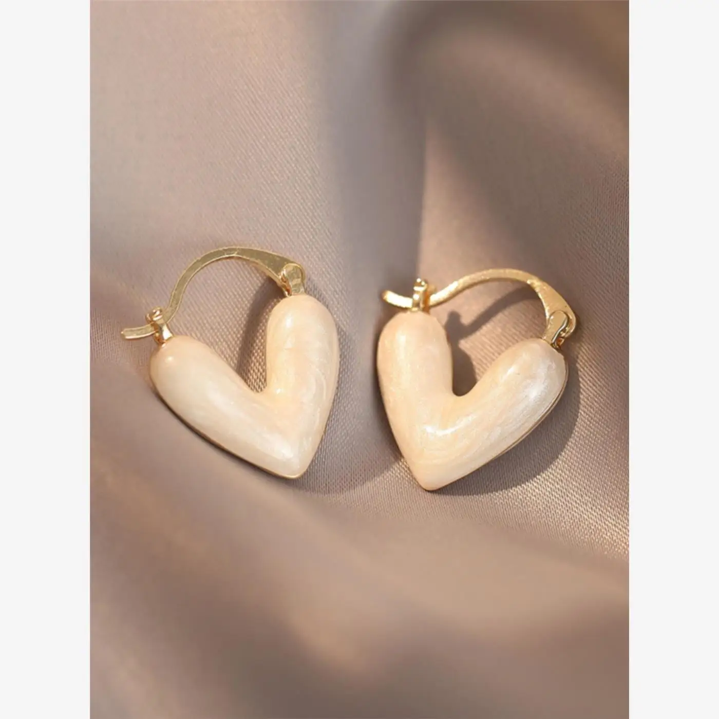 

Cream Heart Earrings for Women