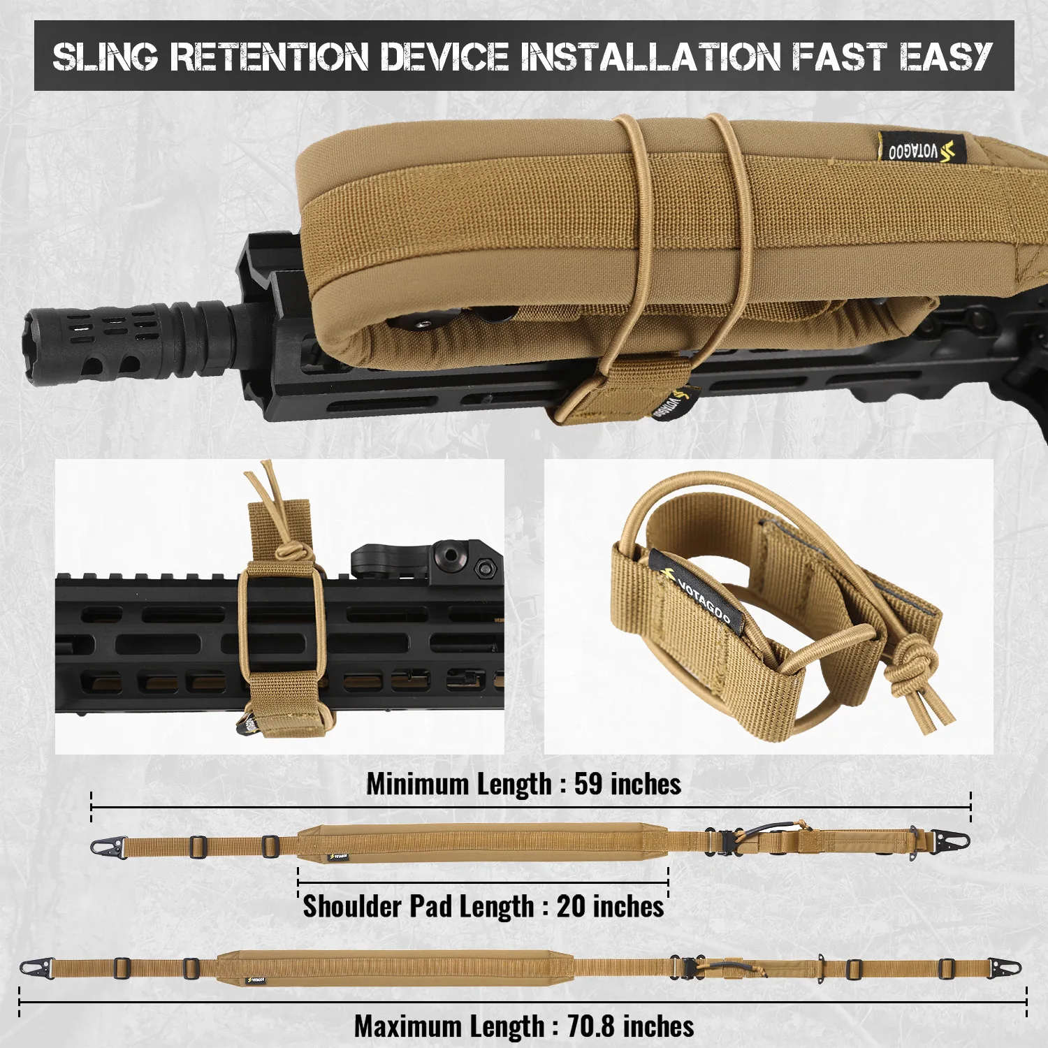 Tactical Rifle Sling Hunting Accessories for Rifle Tactical Gun Sling Shoulder Strap, 2 Point Sling,  Durable & Lightweight