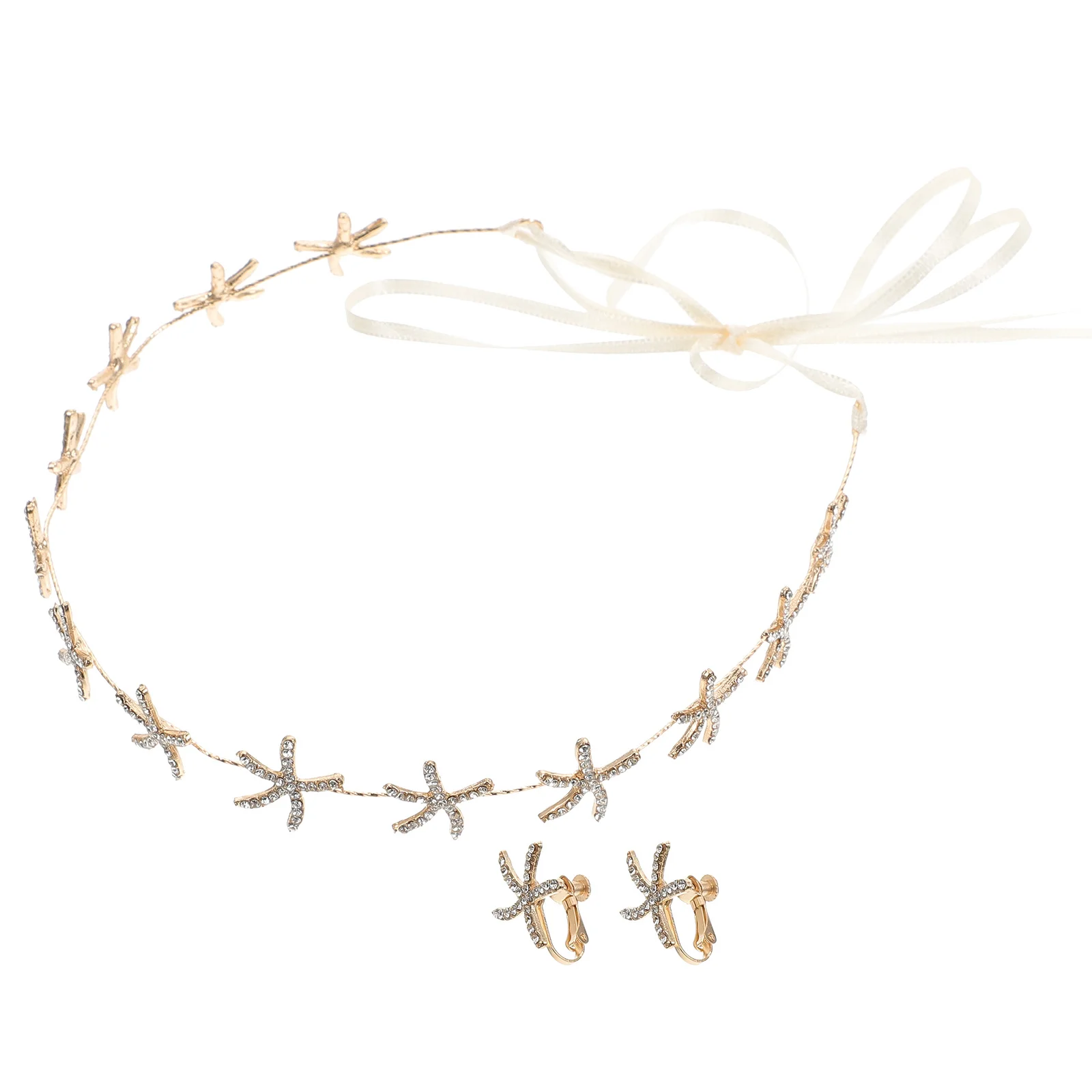 

1Set Delicate Bride Hair Accessories Sea Star Design Headdress Earrings for Wedding Party Sea Star Bride Hairband