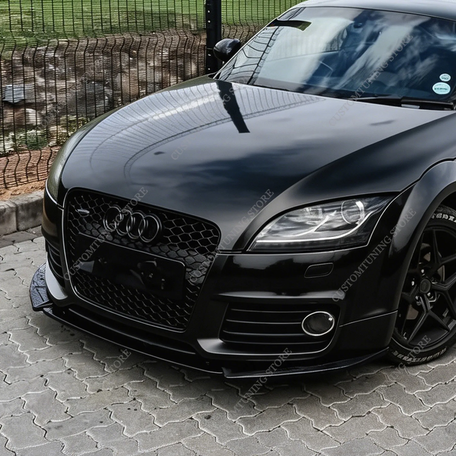 Gloss Black ABS Front Bumper Lip Spoiler Splitter Diffuser Retrofit For Audi TT 8J Non S-line 2010-2014 Facelift Bodykits Tuning