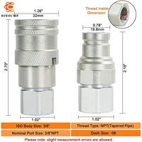 3/8 Inch NPT Thread Flat Face Hydraulic Quick Connect Coupler Set W/Dust Caps Compatible with Parker FE Safeway FFE49 Series