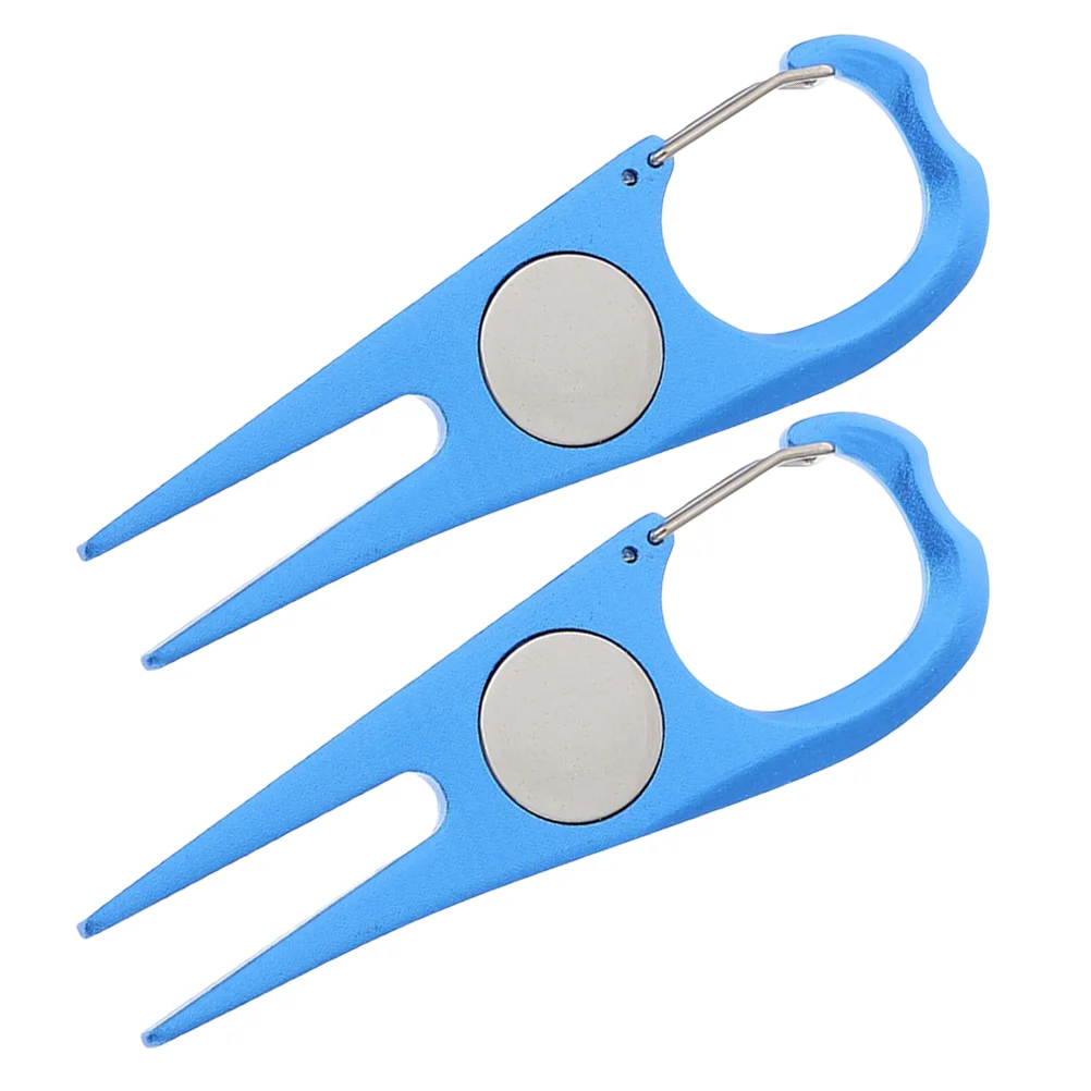 2 Pcs Golf Green Repair Tools Compact Ball Marker Delicate 1000X300X030CM Golfs Divot Repairing Wear-resistant Fork Sky-blue