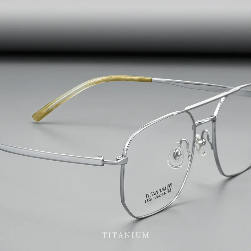 ALICIA موضة جديدة الطيار جسر مزدوج نظارات خفيفة للغاية التيتانيوم النقي النظارات البصرية وصفة طبية إطارات النظارات رجل إمرأة #3