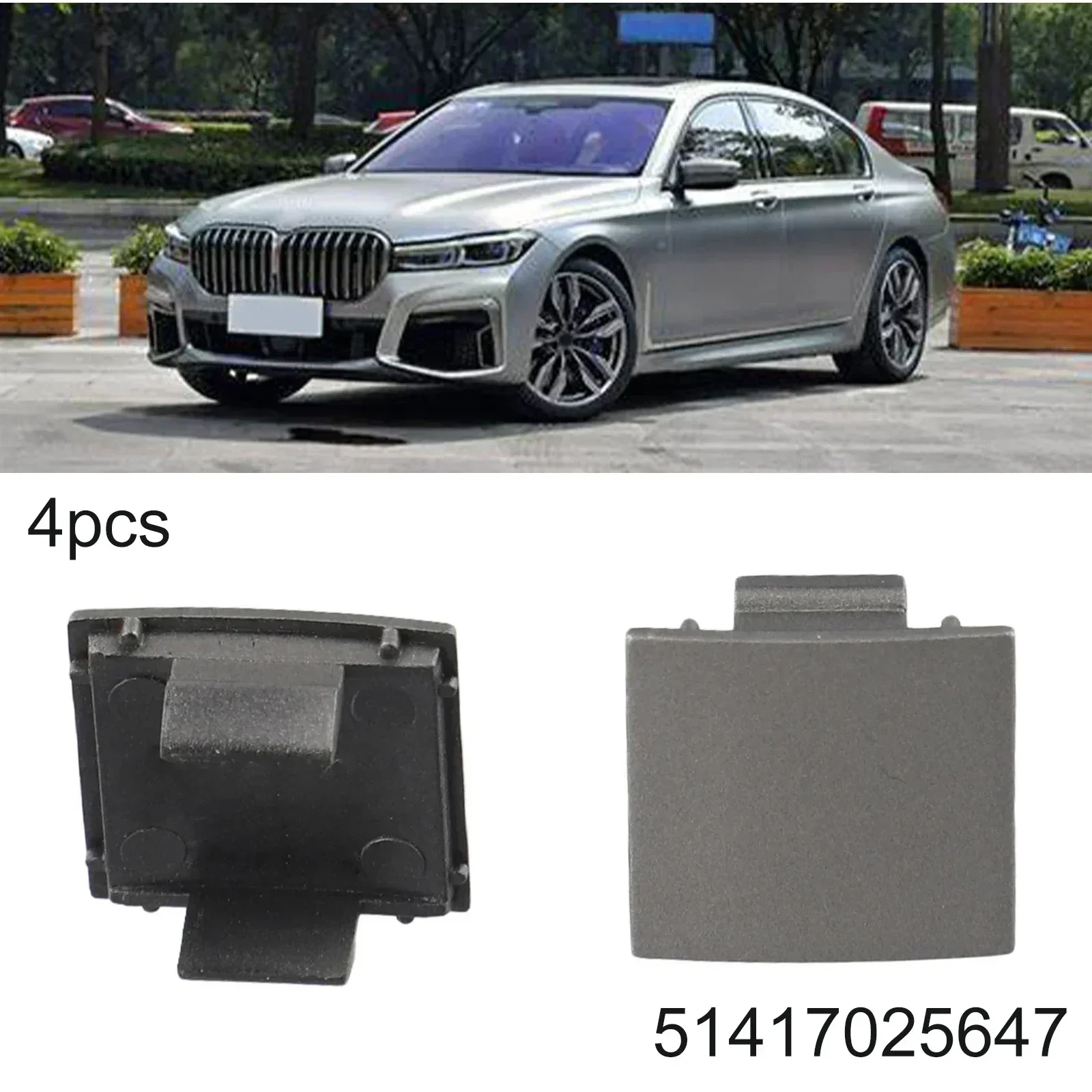 

51417025647 4pc Door Panel Cover Plug For BMW 7 Series E65 E66 745i 02-08 Grey Auto Front Door Flap Covers Auto Door Screw Cover