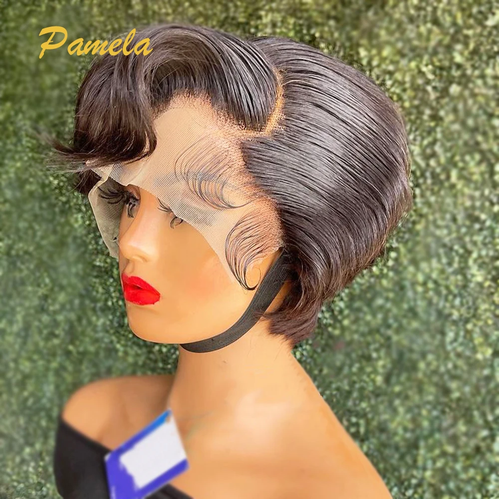 

Pixie Cut Brazilian Short Straight Bob Lace Frontal Wig 13x4 Transparent Lace Frontal Human Natural Hair Wig For Women