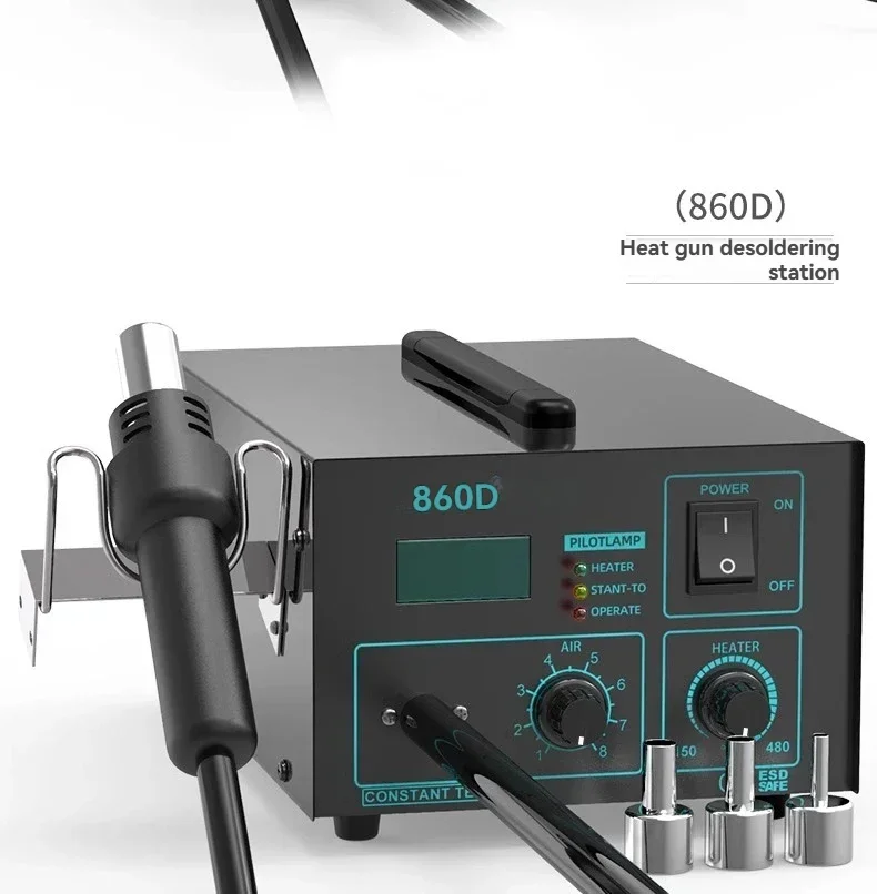 مكواة لحام كهربائية ومجموعة أدوات لحام، محطة لحام إصلاح 2 في 1 مع شاشة رقمية مزدوجة لإزالة مسدس الهواء الساخن