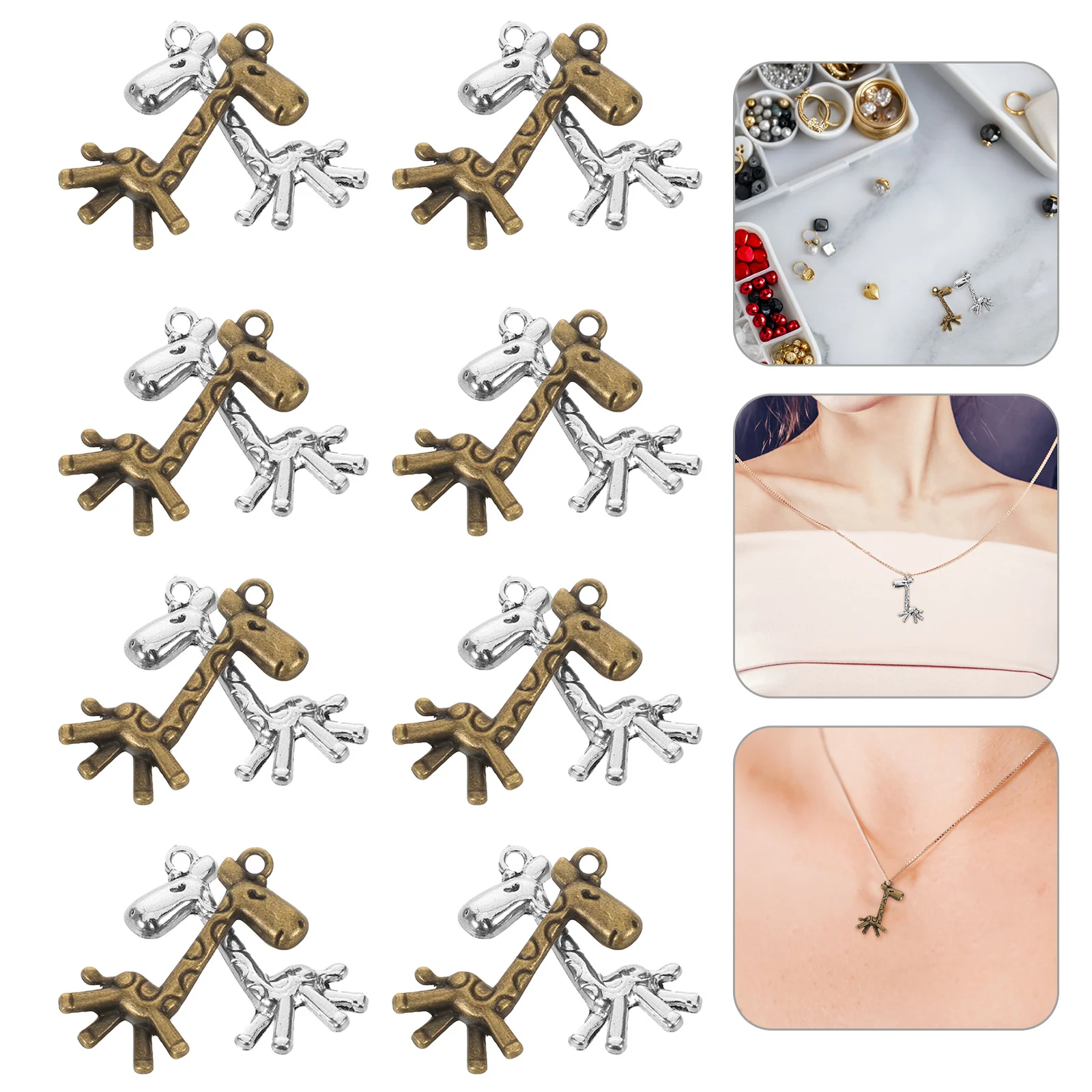 

100 шт., винтажные подвески в виде жирафа из сплава, подвески в виде животных для самостоятельного изготовления ювелирных изделий, серьги, браслеты, ожерелье, аксессуары