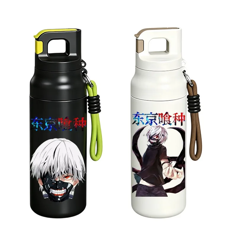 Tokyo Ghoul Anime Stainless Steel Insulated Water Bottle 580ml One Touch Open Lid with Lanyard