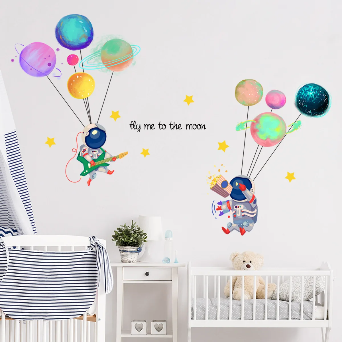 Personality creative planet astronaut wall stickers kindergarten children's room living room bedroom home decoration wall sticke